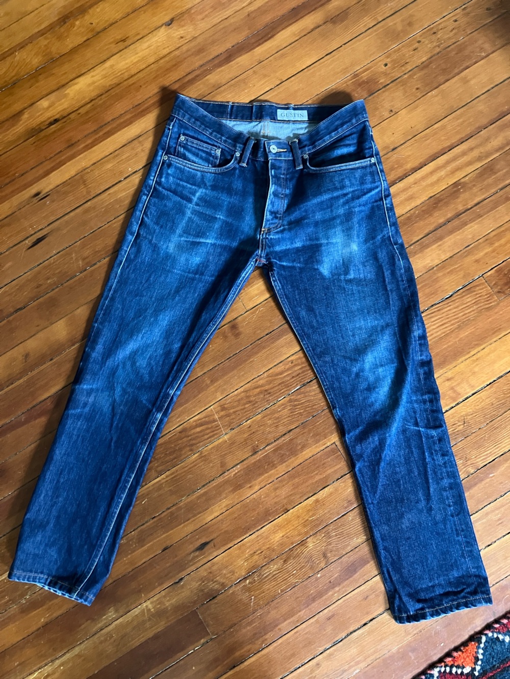 Gustin Men's Raw Denim Selvedge Slim Fit Jeans 32